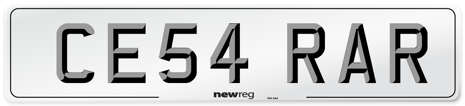 CE54 RAR Number Plate from New Reg